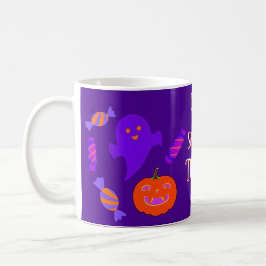 パープルハロウィンカワイイ&不気味ズ コーヒーマグカップ (左)