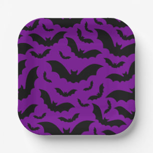 パープルハロウィンバンパイアバットゴシック ペーパープレート
