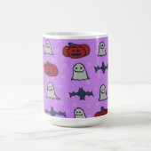 パープルハロウィーンおもしろいプリント コーヒーマグカップ (中央)