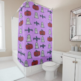 パープルハロウィーンおもしろいプリント シャワーカーテン