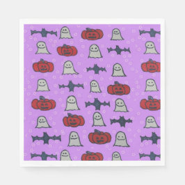 パープルハロウィーンおもしろいプリント スタンダードランチョンナプキン