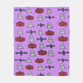 パープルハロウィーンおもしろいプリント フリースブランケット