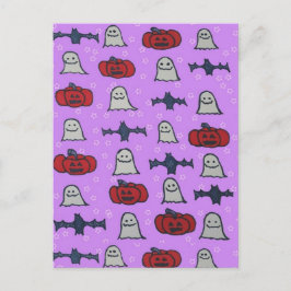 パープルハロウィーンおもしろいプリント ポストカード