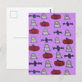 パープルハロウィーンおもしろいプリント ポストカード (正面/裏面)