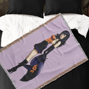 パープルハロウィーンかわいい魔女 スローブランケット