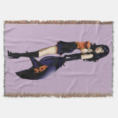 パープルハロウィーンかわいい魔女 スローブランケット (正面)