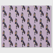 パープルハロウィーンかわいい魔女 ラッピングペーパー (フラット)