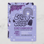 パープルハロウィーンの衣装パーティの招待状 招待状 (正面/裏面)