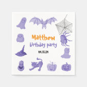 パープルハロウィーンの誕生日パーティーペーパーナプキン スタンダードカクテルナプキン (正面)