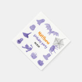 パープルハロウィーンの誕生日パーティーペーパーナプキン スタンダードカクテルナプキン (角)