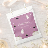 パープルハロウィーンの赤ちゃんシャワー フェイバーバッグ (クリップ留めされた状態)