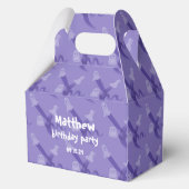 パープルハロウィーンをテーマにした誕生日パーティーのお願いボックス フェイバーボックス (正面)
