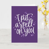 パープルハロウィーンを呪文で綴る カード (黄色い花)