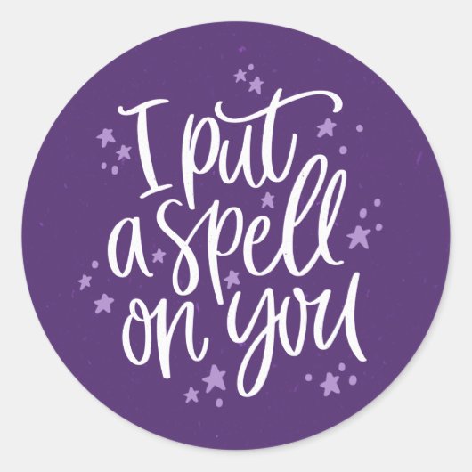 パープルハロウィーンを呪文で綴る ラウンドシール (正面)