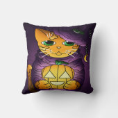 パープルハロウィーンウィッチキャット クッション (裏面)