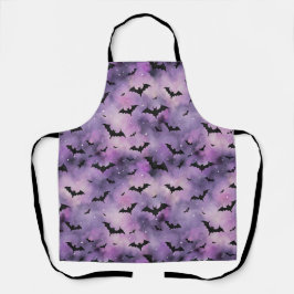 パープルハロウィーンスカイとこうもり-不気味かわいい エプロン