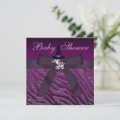 パープルハロウィーンゼブラ&アニマルプリントベビーシャワー 招待状 (スタンド正面)