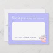 パープルハロウィーンピンク幽霊ベビーシャワー サンキューカード (正面)