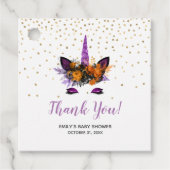 パープルハロウィーンユニコーン赤ちゃんシャワーありがとう フェイバータグ (正面)