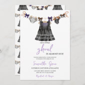 パープルハロウィーンリトルグール赤ちゃんシャワー 招待状 (正面/裏面)