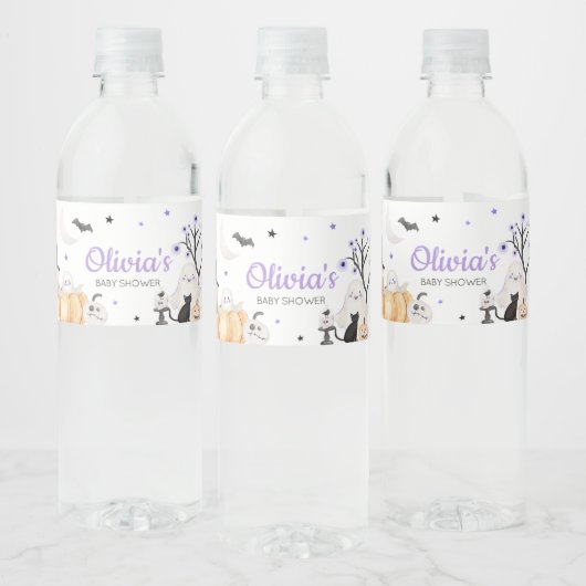 パープルハロウィーン小さなブーブベビーシャワー ペットボトルラベル (ボトル)