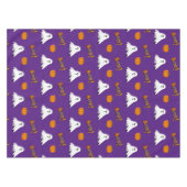 パープルハロウィーン幽霊パターンホリデーテーブルクロス テーブルクロス (正面(横))