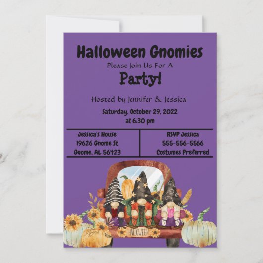 パープルハロウィーン格言パーティー 招待状 (正面)