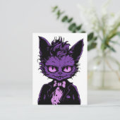 パープルハロウィーン猫 ポストカード (スタンド正面)