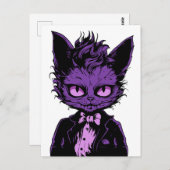 パープルハロウィーン猫 ポストカード (正面/裏面)