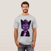 パープルハロウィーン猫 Tシャツ (正面フル)