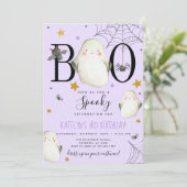 パープルハロウィーン誕生日招待状 招待状 (スタンド正面)