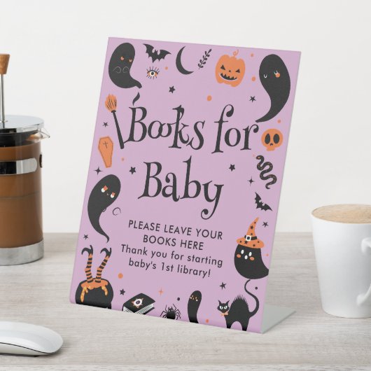 パープルハロウィーン赤ちゃんシャワーベビー 台座サイン (インサイチュ)