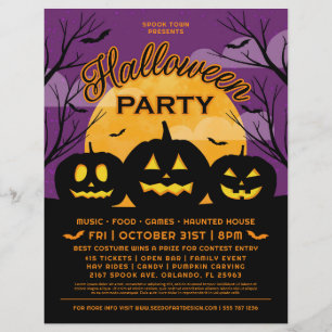 パープルハローウィンパーティブラックパンプキンスイベント チラシ