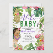 パープルハワイアンアロハトロピカルベビーヴィンテージシャワー 招待状 (正面)