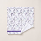 パープルハンドドロークリスマス雪だるまストライプ バスタオルセット (ウォッシュタオル)