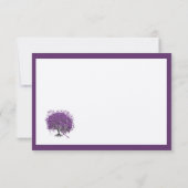 パープルハートの葉の木の境界の結婚式の招待状 出欠カード (裏面)