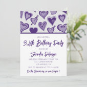 パープルハートガーリーナイトアウト34歳の誕生日 招待状 (スタンド正面)