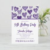 パープルハートガーリーナイトアウト36歳の誕生日 招待状 (スタンド正面)