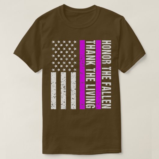 パープルハートデイ軍隊退役軍人アメリカンパープル Tシャツ (デザイン正面)