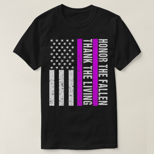 パープルハートデイ軍隊退役軍人アメリカンパープル Tシャツ (デザイン正面)