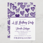 パープルハートナイトアウトガーリー41歳の誕生日 招待状 (正面/裏面)