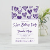 パープルハートナイトアウト52歳ガーリーの誕生日 招待状 (スタンド正面)