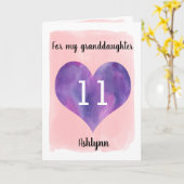 パープルハートハッピー11誕生日孫娘 カード (黄色い花)
