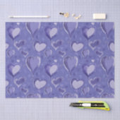 パープルハートパターンスケッチバレンタインデー 薄葉紙 (クラフト)