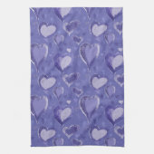 パープルハートパターンスケッチ キッチンタオル (縦)