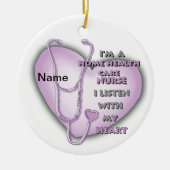 パープルハートホームヘルス気にナース セラミックオーナメント (正面)