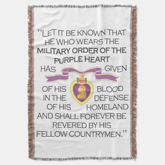 パープルハートメダルブランケット スローブランケット (正面縦)