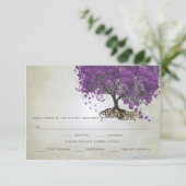 パープルハートリーフツリーの結婚式招待状 出欠カード (スタンド正面)