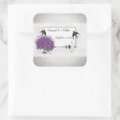パープルハートリーフツリーウェディング スクエアシール (バッグ)
