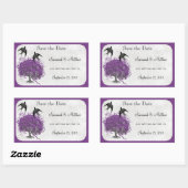 パープルハートリーフツリーウェディング 長方形シール (シート)